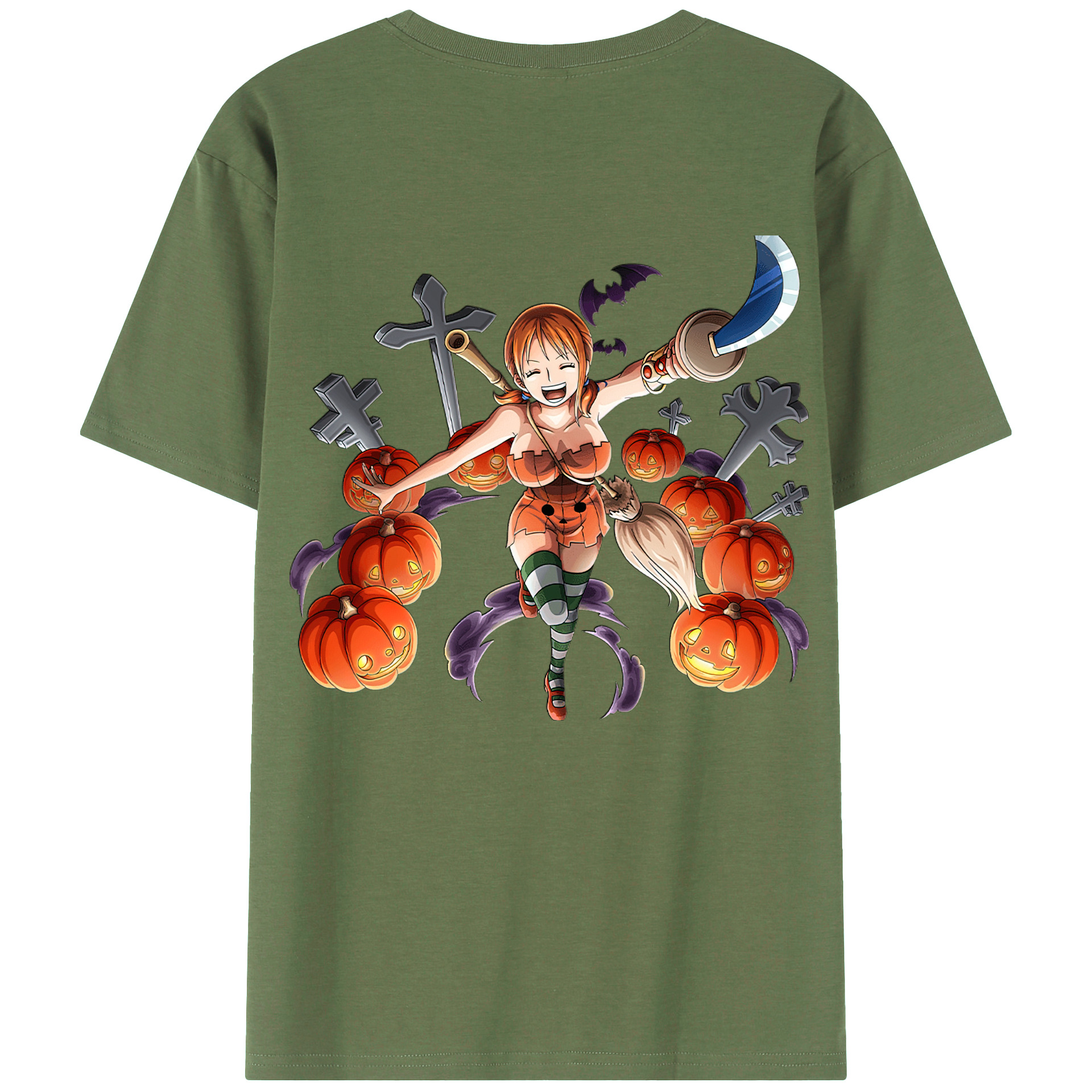 （画像用） ワンピース ナミ ONE PIECE Nami 綿100％ メンズ半袖Tシャツ（バックプリント） 通気性